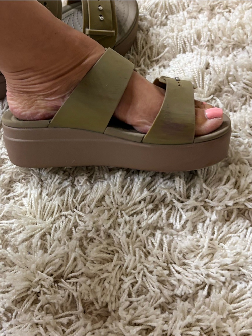 Crocs Women's Brooklyn Buckle Low Wedges - Khaki - Picture 4 of 6